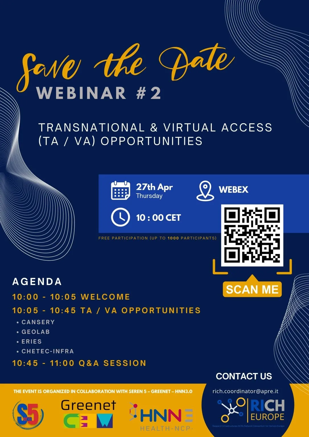 Thursday, 27 April, at 10:00 CET on Webex platform