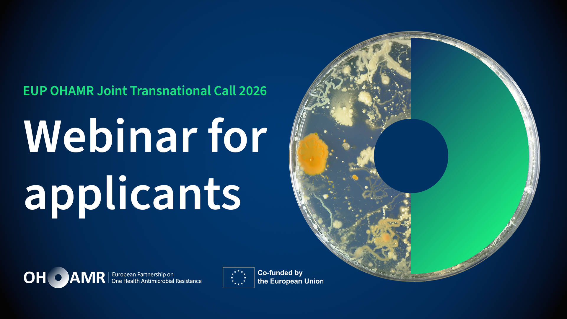 Tek Sağlık Antimikrobiyal Direnç Avrupa Ortaklığı (EUP OHAMR), 2026 ortak ilk uluslararası çağrısı “Tedaviler ve Tedavi Protokollerine Uyum” konulu web semineri 26 Kasım 2025 tarihinde düzenlenecektir.