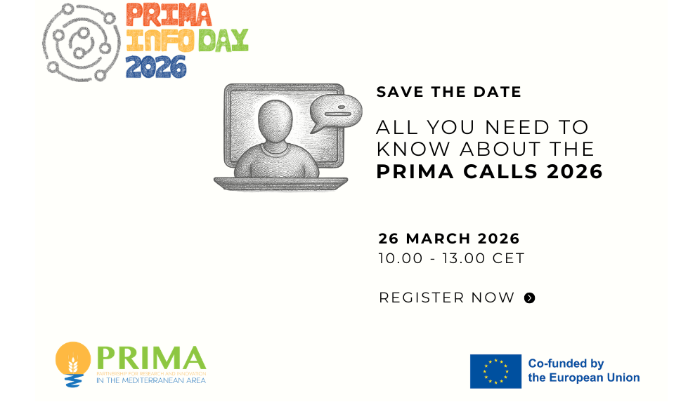 An online info day is planned to be held by the PRIMA Secretariat on March 2026, 2026, to provide details on the potential topics of the PRIMA 2025 calls, PRIMA participation rules and the Project application process. 