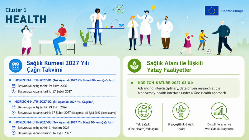 Ufuk Avrupa Sağlık Kümesi 2027 Yılı Çağrı Takvimi ve Sağlık Alanıyla İlişkili Yatay Faaliyetler